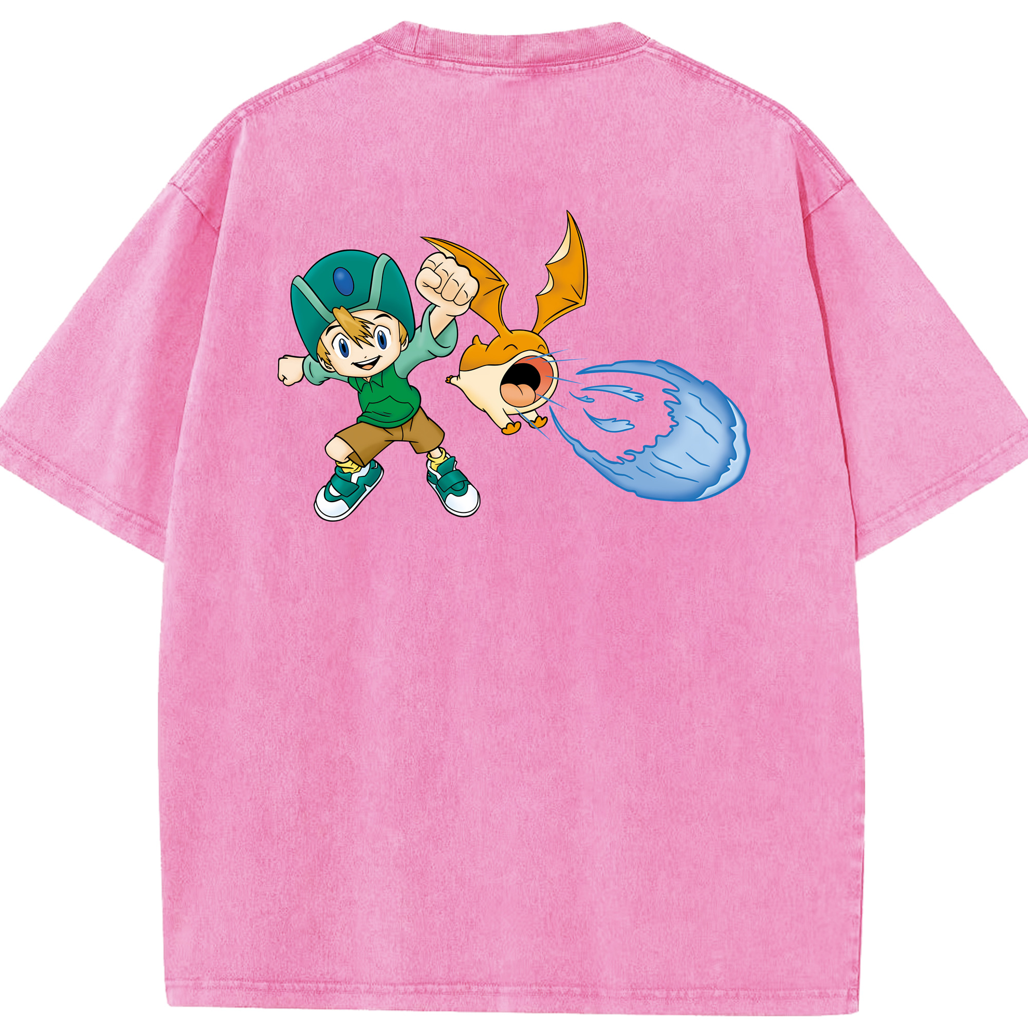 （画像用） Digimon デジタルモンスター/デジモン 綿100% ヴィンテージ風 半袖Tシャツ（背面プリント）